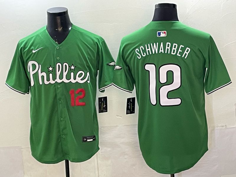 Men 2026 Philadelphia Phillies #12 Schwarber Green Game Nike MLB Jersey style 0015